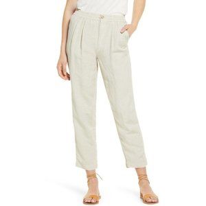 Madewell High Rise Linen Blend Track Trousers Beige Natural Straight Leg Crop S